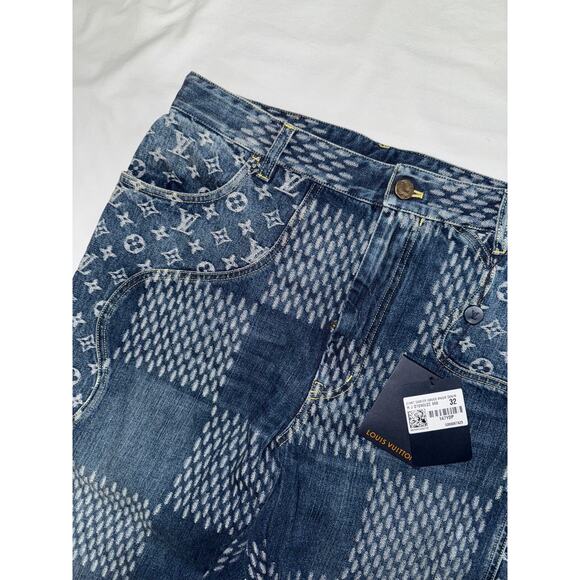 Louis Vuitton x Nigo Giant Damier Waves Monogram Logo Blue Denim Jeans Pants 32 - Picture 7 of 16